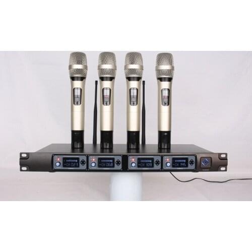 UHF 4 channels wireless microphone system Beautiful No noise anti-interference without distortion for stage KTV, personal show