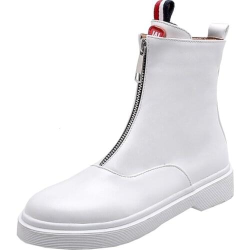 Big Size 9 10 11 12 boots women shoes ankle boots for women ladies boots shoes woman winter Front zipper round head flat heel