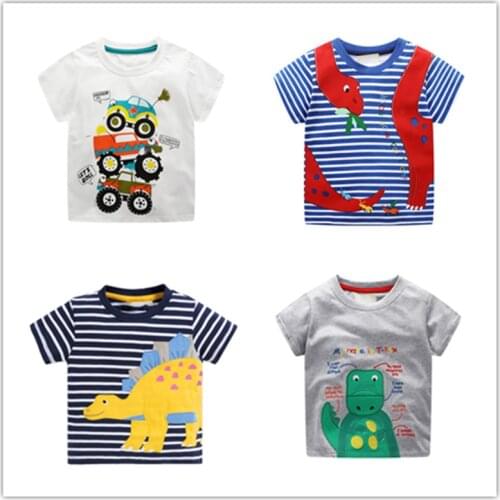 VIDMID baby boys short sleeve t-shirts clothes kids cartoon Dinosaur Tees boys striped clothing t-shirts tops clothes W02
