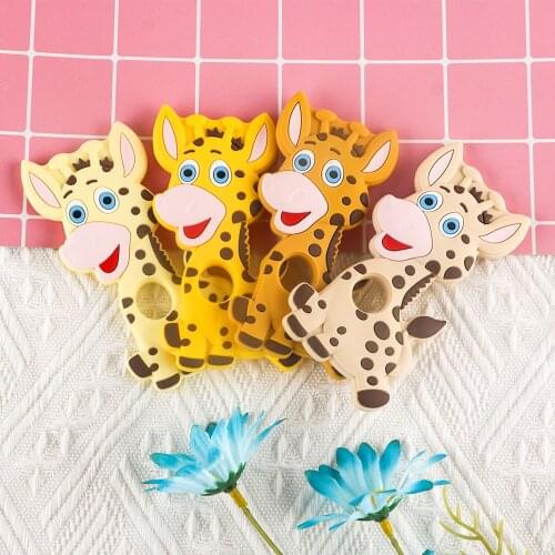 Sunrony 1Pcs Cartoon Giraffe Silicone Teether Food Grade Pendants DIY Pacifier Chain Necklace Accessories Baby Care Molar Toys
