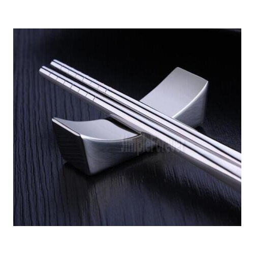 100pcs/lot Chinese Chopstick Rest Traditional Irregular Square 304 Stainless Steel Chopsticks Holder Rack Frame Kitchen Tools