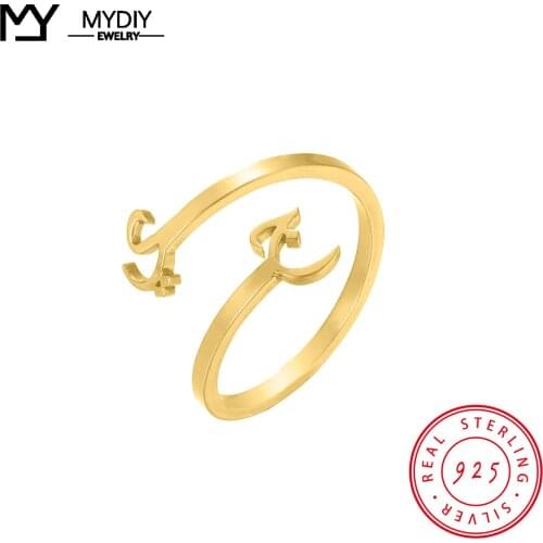 925 sliver Personalized Arabic Name Ring Arabic Couple Custom Double Name Ring Engagement Name Rings for Couples women Jewelry