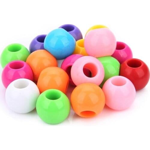 50pcs Acrylic solid mix color round beads plastic solid color beads DIY Accessories clothing loose beads large hole fdgy4