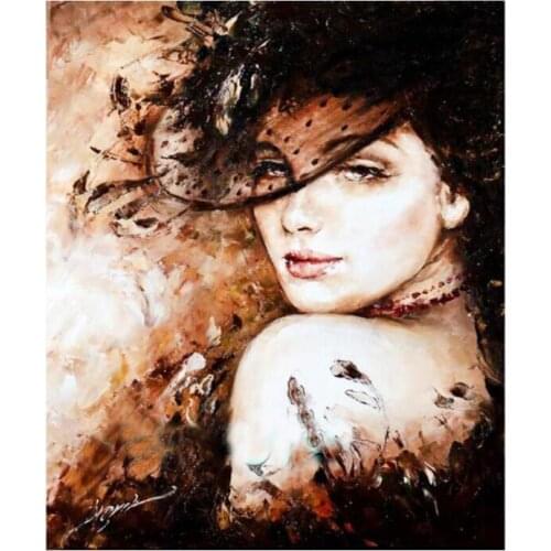 Full Display Diamond Painting Hat Woman Diamond Dots Mosaic Embroidery Picture Crystal Rhinestone Sticker Decal Wall Art Craft