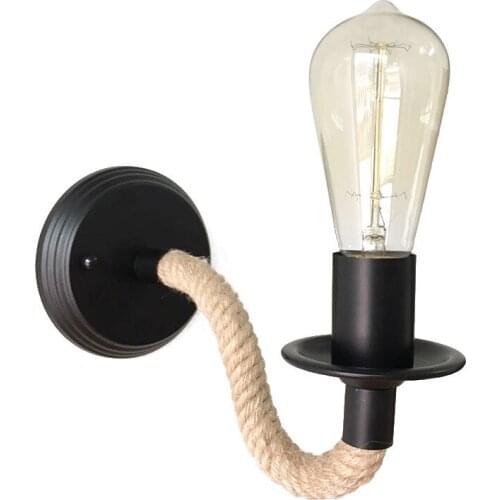 American Retro Industrial Wind Bracket Light Bedside Wall Light Iron Art Hemp Rope Living Room/Aisle/Corridor No Light Bulb E27