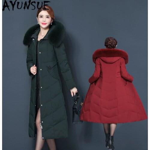 AYUNSUE Real Fox Fur Hooded Womens Winter Down Jacket Woman Parkas 2020 Plus Size White Duck Down Coat Female Mujeres Abrigos L