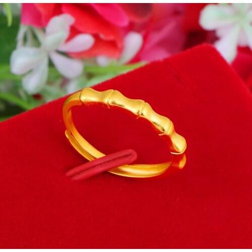 Bamboo Design Women Ring Simple Jewelry Yellow Gold Filled Classic Fashion Gift