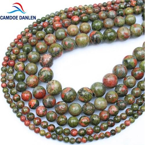 CAMDOE DANLEN Beads Natural Stone Unakite Round Loose Bead 4 6 8 10 12 MM Fit DIY Handmade beads For Jewelry Making Accessories