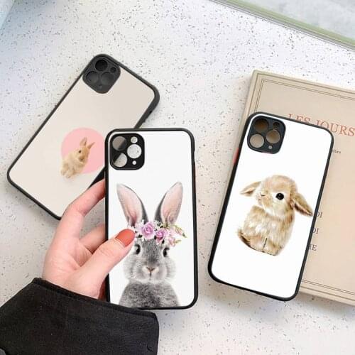 Phone Case For iPhone 12 11 Mini Pro XR XS Max 7 8 Plus X Cute rabbit Matte transparent cover