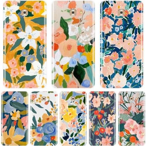 Aesthetic Flower Art Floral Case For Samsung Galaxy C9 C7 C5 Pro Soft Silicone Back Cover For Samsung Galaxy C5 C7 C8 Phone Case