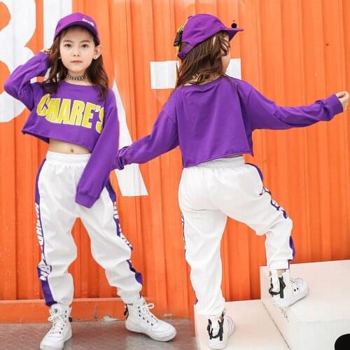 Kid Cropped Sweatshirt Shirt Jogger Pants Hip Hop Dance Costume for Girls Boys Ballroom Dancing Clothing Streetwear Jazz Clothes