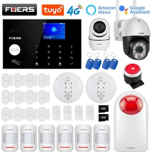 Fuers G34 WIFI 4G Home Burglar Security Alarm System Motion Detector Smart life APP Control Fire Smoke Detector Alarm