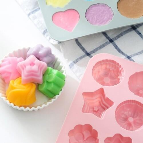 12 Cavity Cake Baking Mould Food Grade Silicone Soap Mold 3D Ice Cube Kitchen Supplies Baking Pan Tray Molds Candy Making Tool