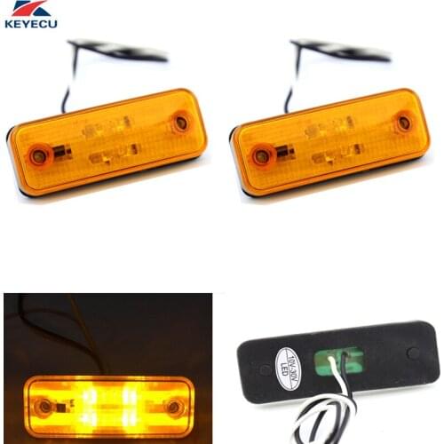 Keyecu 2 Pieces 10-30V 4Led Amber Side Marker Universal LED Clearance Turn Signals Lights for Truck Trailer Boat ATV Marine