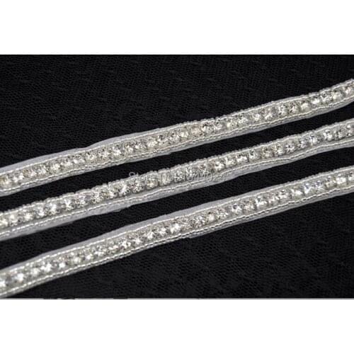 Hot sale 10 Yards Sew on Iron on Single Line Beaded Crystal Rhinestone Trim Chain