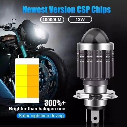 H4 LED Moto bulbs 10000LM H6 BA20D LED Motorcycle Headlight Bulbs CSP Lens White Yellow Hi Lo Lamp Scooter Accessories Fog Light