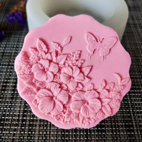 HC0139 PRZY Silicone Mold Flower Soap Molds Flowers and butterflies soap Clay Resin Gypsum Chocolate Candle Candy Mold
