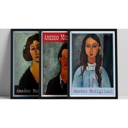 Italy Artist Amedeo Modigliani Famous Works Vintage Women Girl Portrait Canvas Painting Wall Art Print Poster Living Room Decor