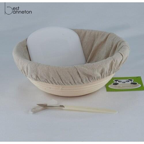 Best banneton kitchen baking fermentation indonesia rattan round bread proofing basket 9 inch scraper cream lame package