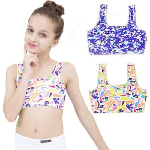 Summer Girls Tank Cotton Vest Kids Underwear Colored Student Undershirts Teenager Baby CamisoleTop For Children 4-14 Years