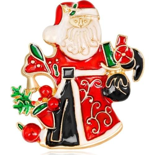 Santa Claus Fashion Brooches Pins For Women Kids Enamel Alloy Pin Clothing Accessories Christmas Party Decoration Jewelry AL385