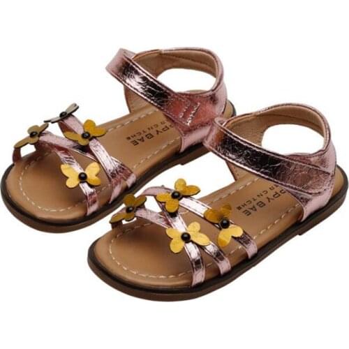 Girls Fashion Casual Sandals 2021 Summer New Korean Soft Sole Flower Princess Shoes Net Red Open Toe Beach Shoes