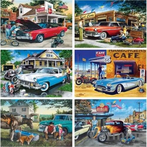 Mosaic DIY 5D Diamond Painting Landscape Car Motorcycle Cross Stitch Embroidery Picture Full Round&Square Drill Home Decoration