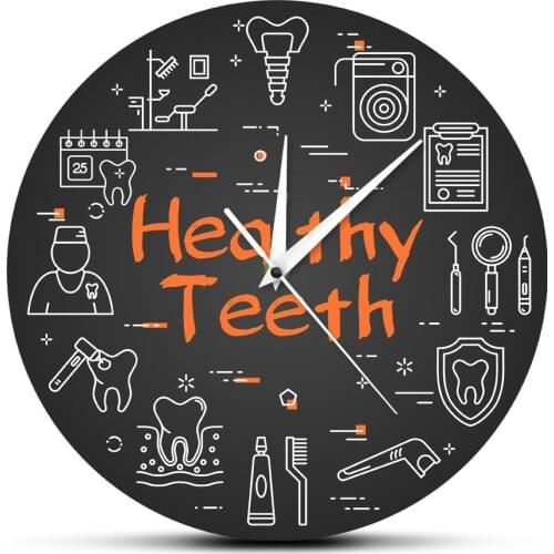 Healthy Teeth Dental Care Equipment Wall Watch Brushing Dentist Healthcare and Medicine Medical Clinic Decor Wall Hanging Clock