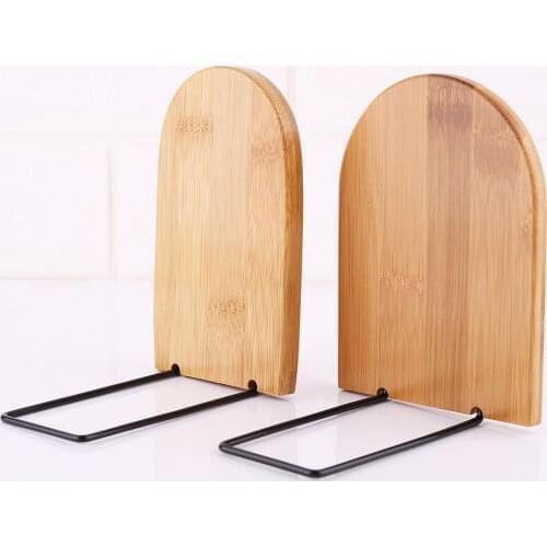 Nature Bamboo Desktop Organizer Office Home Bookends Book Ends Stand Holder Shelf Bookrack M17F