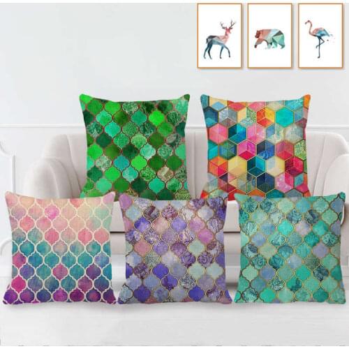 Marble Series Cushion Cover Modern Geometric Phnom Penh Linen Pillowcase Painted Marble Pillowcase Cojines Decorativos Para Sofa