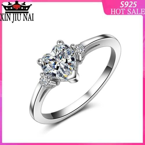 Heart-shaped diamond zircon plated platinum wedding ring simple color peach heart ladies cute couple small ring diamond ring