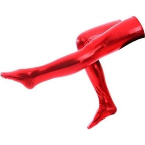 Sexy shiny Metallic Spandex long Stockings Unisex Cosplay Costume Party Solid Stocking