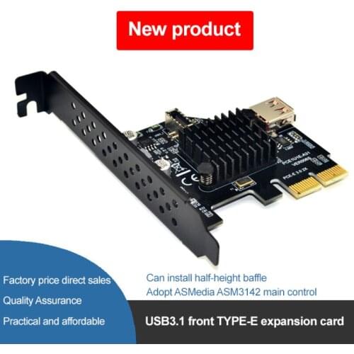 ASM3142 chip 10Gbps USB3.1 Gen 2 Type-E 20 Pin Expansion Card USB 2.0 PCI Express 3.0 X2 Adapter for Desktop PC Computer Raiser
