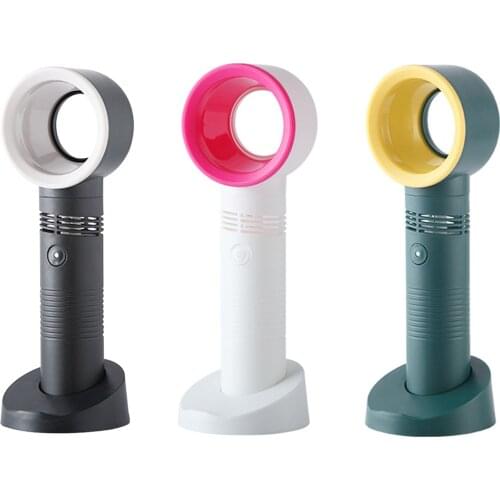 Portable Bladeless Fan Cordless Handheld USB Rechargeable Cooling Fan Summer Mini Air Cooler 3 Speed Level Leafless Desktop Fan