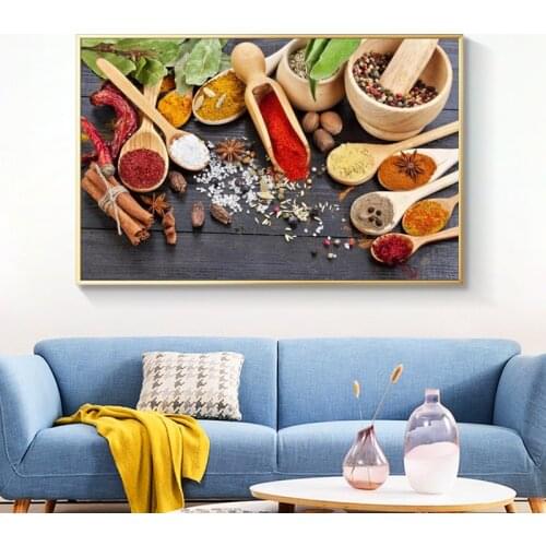 Various Seasonings Kitchen Theme Wall Poster And Prints Canvas Art Paintings On The Wall Canvas Art Pictures Cuadros Decoration