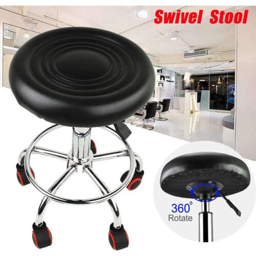 Height Adjustable Salon Rolling Swivel Stool Tattoo Massage Spa Chair Black Bar Stools for Home