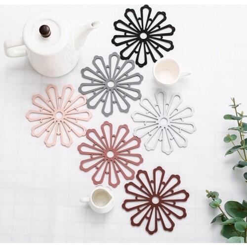 TPR Rubber Anti-hot Coaster Non-slip Flower Placemat Heat-insulating Pad Pot Mat Table Decoration Accessories Mats Pads Dropship