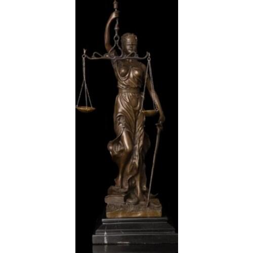 Handmade justice Small Lady Scales Justice Lawyer Themis Statue Bronze Sculptre Souvenirs lawyer copper Decoration real Brass