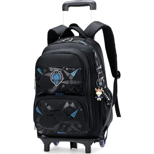 Removable Children School Bags for Girls Boys School Backpack With 2 Wheels Trolley Backpack Kids Luggage Bag Travel Backpack