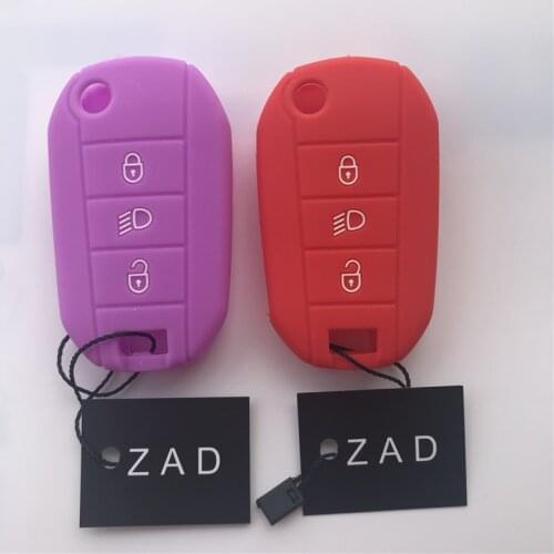 ZAD silica gel car key cover case holder for Citroen C4 C5 C3 C4L C6 C8 3 button key shell cover