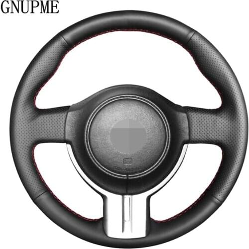 DIY Hand-stitched Black Genuine Leather Anti-slip Steering Wheel Cover for Subaru BRZ 2012-2015 Scion FRS Toyota 86 2012-2015