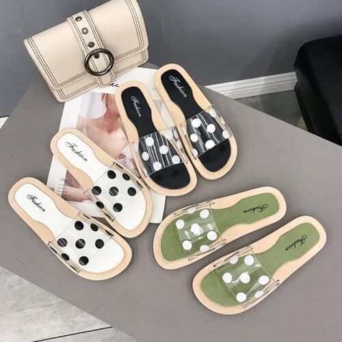 Slippers womens fashion wear versatile Korean slippers flat bottomed leisure students wave point