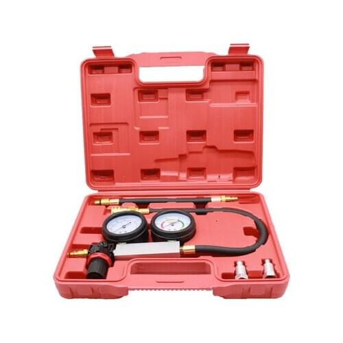 0-100PSI Cylinder Leak Tester Compression Leakage Detector Kit Set Petrol Engine Gauge Tool Double Gauge System Automobile Tools