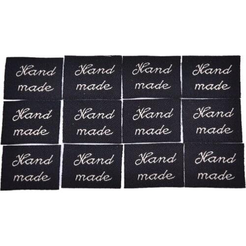20Pcs clothing backpack label knit label handmade alphabet pattern washable fabric sewing cotton clothing label
