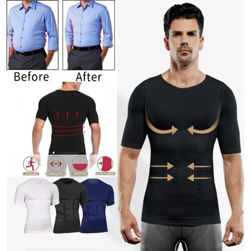 Men Slimming Body Shapers Undershirts Shorts Sleeve Belly Control Shapewear Waist Trainer Underwear Fitness Vest Corset Shirts