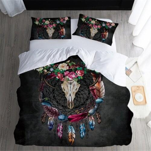 Domineering Shofar Quilt Cover with 2 Pillowcase Home Textile Bedding Domineering Croissant Cover Three-piece Set Quilt Cover