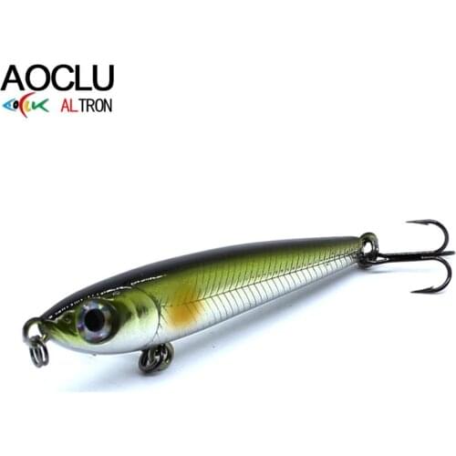 AOCLU wobblers Super Quality 8 Colors 50mm 2.8g Hard Bait Fishing lure Stick Pencil long distance cast shake sinking VMC hooks