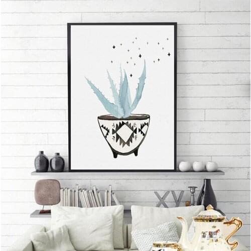 YongHe Nordic style Decorative Painting Spray The Cactus Potted Simple Style Green Art Wall Deco Frameless Home Decoration