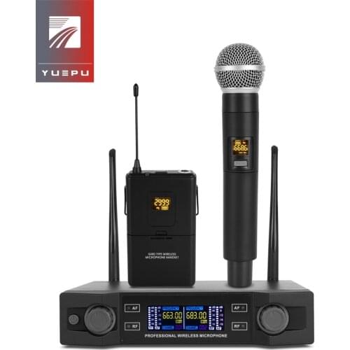 YUEPU UHF 2 Channel Wireless System Dual Handheld Microphone Mic Clean Sound for KTV Speech Karaoke Family Party