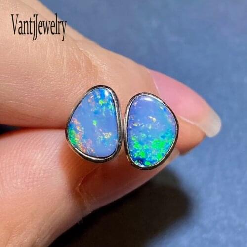 100% Natural Opal Earrings Sterling 925 Silver Gemstone Origin Australia for Women Wedding Anniversary Party Fine Jewelry Gift